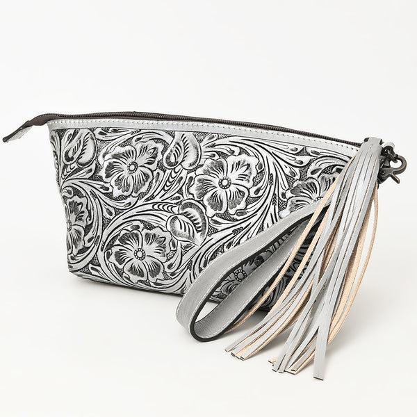 ADBG1234 American Darling Hand-Tooled Western Leather Wristlet Bag - Genuine Floral Carved Women Clutch