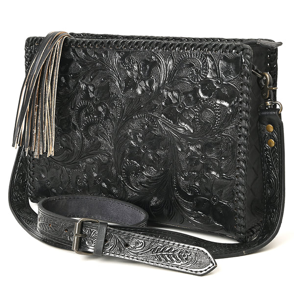 ADBG1235 American Darling Hand-Tooled Western Leather Crossbody Bag - Genuine Floral Carved Artisan Purse
