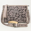 ADBG1235 American Darling Hand-Tooled Western Leather Crossbody Bag - Genuine Floral Carved Artisan Purse