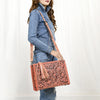 ADBG1235 American Darling Hand-Tooled Western Leather Crossbody Bag - Genuine Floral Carved Artisan Purse