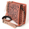 ADBG1235 American Darling Hand-Tooled Western Leather Crossbody Bag - Genuine Floral Carved Artisan Purse