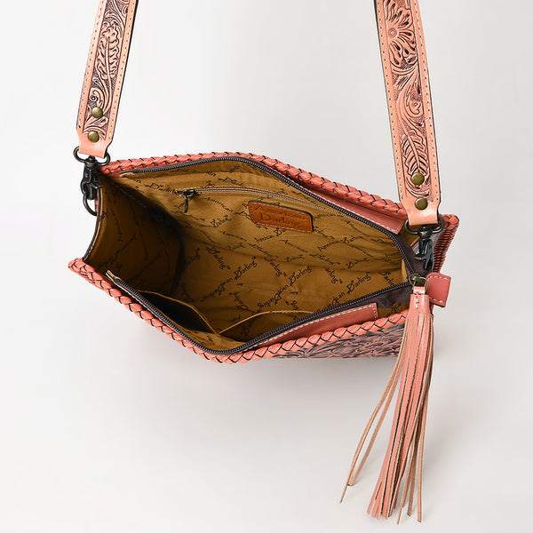ADBG1235 American Darling Hand-Tooled Western Leather Crossbody Bag - Genuine Floral Carved Artisan Purse