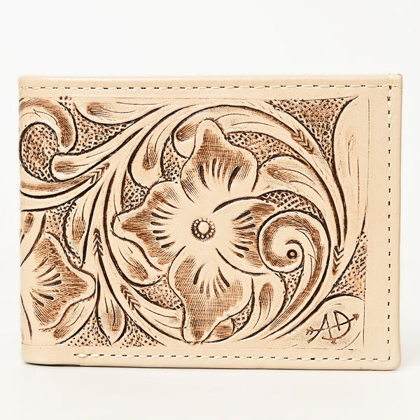 ADBG1236 American Darling Hand Tooled Leather Bifold Wallet -Floral Carved Purse