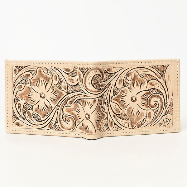 ADBG1236 American Darling Hand Tooled Leather Bifold Wallet -Floral Carved Purse