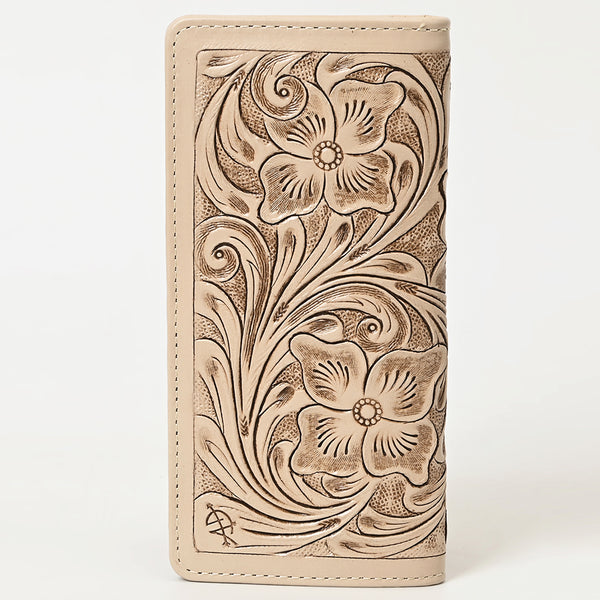 ADBG1269 American Darling Hand-Tooled Genuine Leather Western Wallet Handbag - Floral Carved Women Wallet