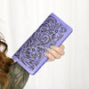 ADBG1269 American Darling Hand-Tooled Genuine Leather Western Wallet Handbag - Floral Carved Women Wallet