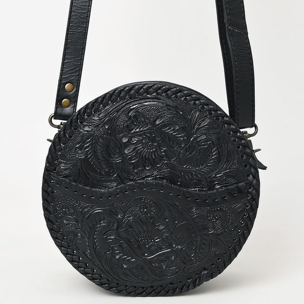 ADBG1461 American Darling Western Leather Canteen Bag with Hand-Tooled Floral Detailing-Genuine Leather Crossbody