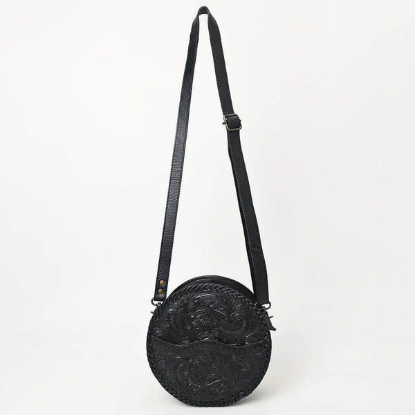 ADBG1461 American Darling Western Leather Canteen Bag with Hand-Tooled Floral Detailing-Genuine Leather Crossbody
