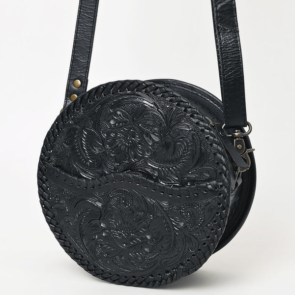 ADBG1461 American Darling Western Leather Canteen Bag with Hand-Tooled Floral Detailing-Genuine Leather Crossbody