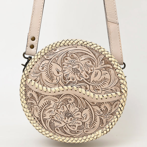 ADBG1461 American Darling Western Leather Canteen Bag with Hand-Tooled Floral Detailing-Genuine Leather Crossbody