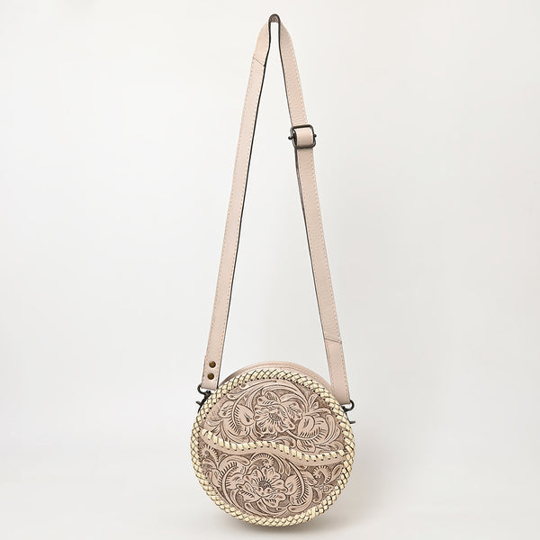 ADBG1461 American Darling Western Leather Canteen Bag with Hand-Tooled Floral Detailing-Genuine Leather Crossbody