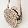 ADBG1461 American Darling Western Leather Canteen Bag with Hand-Tooled Floral Detailing-Genuine Leather Crossbody