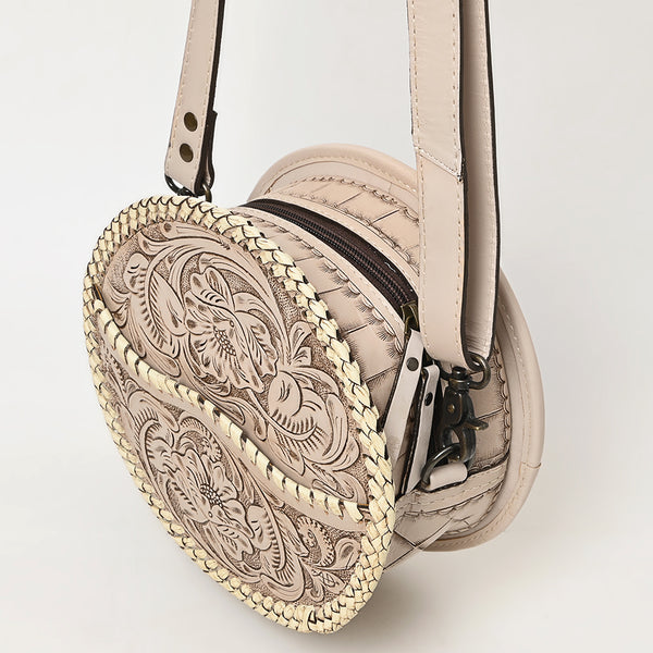 ADBG1461 American Darling Western Leather Canteen Bag with Hand-Tooled Floral Detailing-Genuine Leather Crossbody