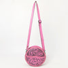 ADBG1461 American Darling Western Leather Canteen Bag Pink Hand-Tooled Floral Detailing | Genuine Leather Crossbody