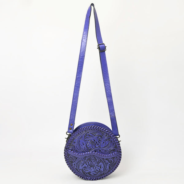 ADBG1461 American Darling Western Leather Canteen Bag with Hand-Tooled Floral Detailing-Genuine Leather Crossbody
