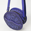 ADBG1461 American Darling Western Leather Canteen Bag with Hand-Tooled Floral Detailing-Genuine Leather Crossbody