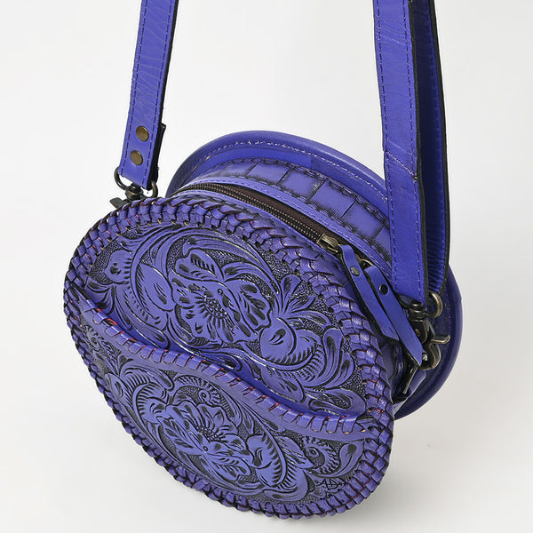 ADBG1461 American Darling Western Leather Canteen Bag with Hand-Tooled Floral Detailing-Genuine Leather Crossbody