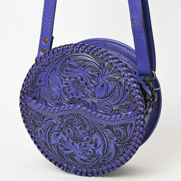ADBG1461 American Darling Western Leather Canteen Bag with Hand-Tooled Floral Detailing-Genuine Leather Crossbody