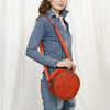 ADBG1461 American Darling Western Leather Canteen Bag with Hand-Tooled Floral Detailing | Genuine Leather Crossbody