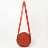 ADBG1461 American Darling Western Leather Canteen Bag with Hand-Tooled Floral Detailing-Genuine Leather Crossbody