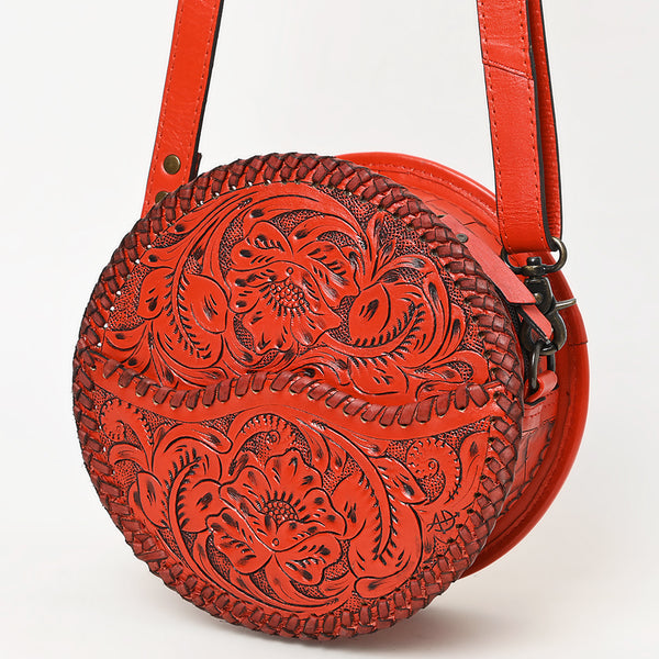 ADBG1461 American Darling Western Leather Canteen Bag with Hand-Tooled Floral Detailing-Genuine Leather Crossbody