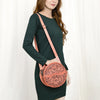 ADBG1461 American Darling Western Leather Canteen Bag with Hand-Tooled Floral Detailing | Genuine Leather Crossbody