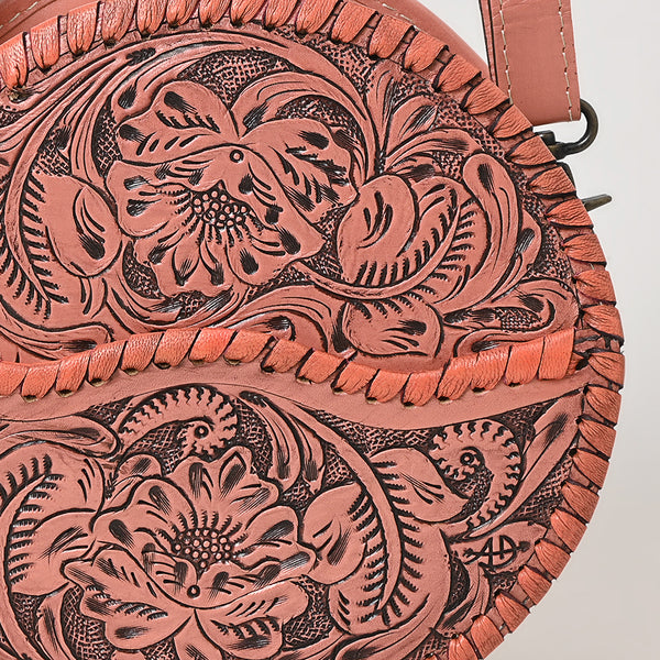 ADBG1461 American Darling Western Leather Canteen Bag with Hand-Tooled Floral Detailing-Genuine Leather Crossbody