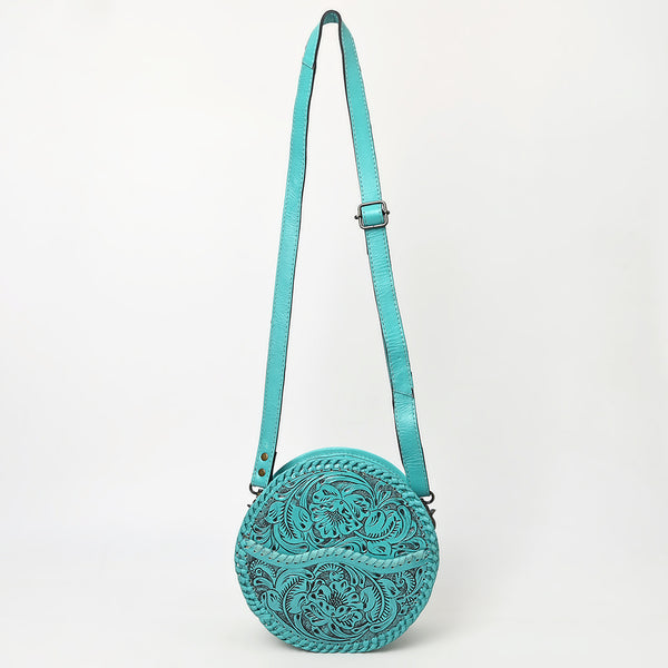 ADBG1461 American Darling Western Leather Canteen Bag with Hand-Tooled Floral Detailing-Genuine Leather Crossbody