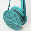 ADBG1461 American Darling Western Leather Canteen Bag with Hand-Tooled Floral Detailing-Genuine Leather Crossbody