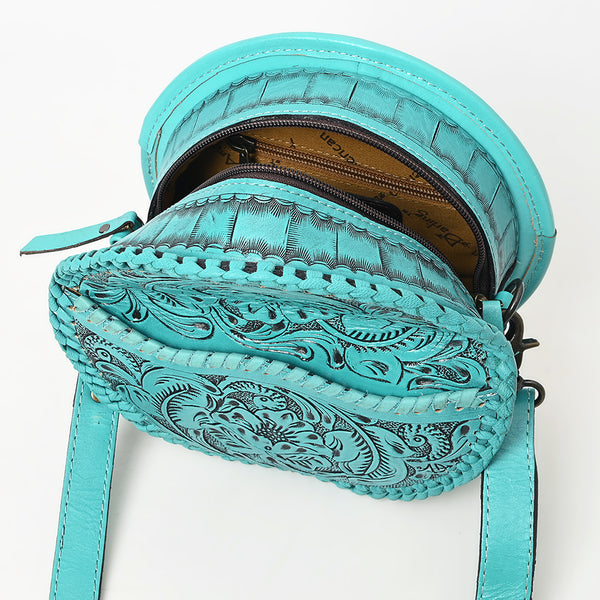 ADBG1461 American Darling Western Leather Canteen Bag with Hand-Tooled Floral Detailing-Genuine Leather Crossbody