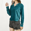 ADDR004 American Darling Turquoise Velvet Fabric Shirt Studded Western Top
