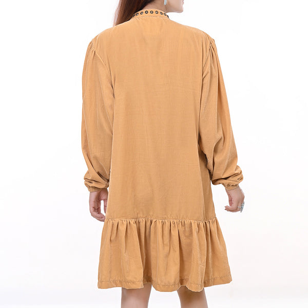 ADDR005 American Darling Tan Fabric Dress Western Studded Concho Tunic Top