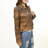 ADJKT044 Genuine Vintage Leather Women Shirt Jacket Dress