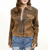 ADJKT044 Genuine Vintage Leather Women Shirt Jacket Dress