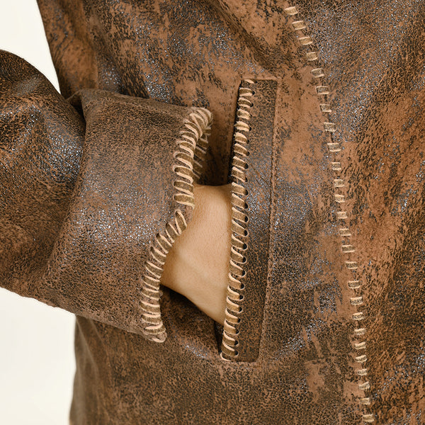 ADBZ059 American Darling Women Brown Leather Jacket with Lacing Detail