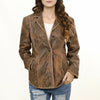 ADBZ059 American Darling Women Brown Leather Jacket with Lacing Detail