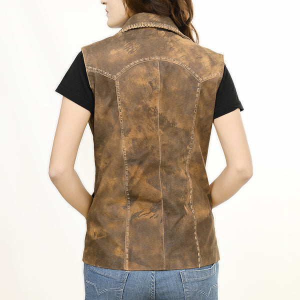 ADJKTLTR02 Genuine Vintage Leather Women Shirt Jacket Dress