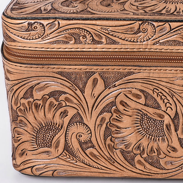 ADBG1251 American Darling Hand Tooled Leather Jewelry Case -Western Travel Bag