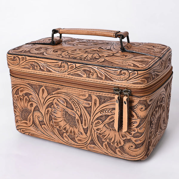 ADBG1251 American Darling Hand Tooled Leather Jewelry Case -Western Travel Bag