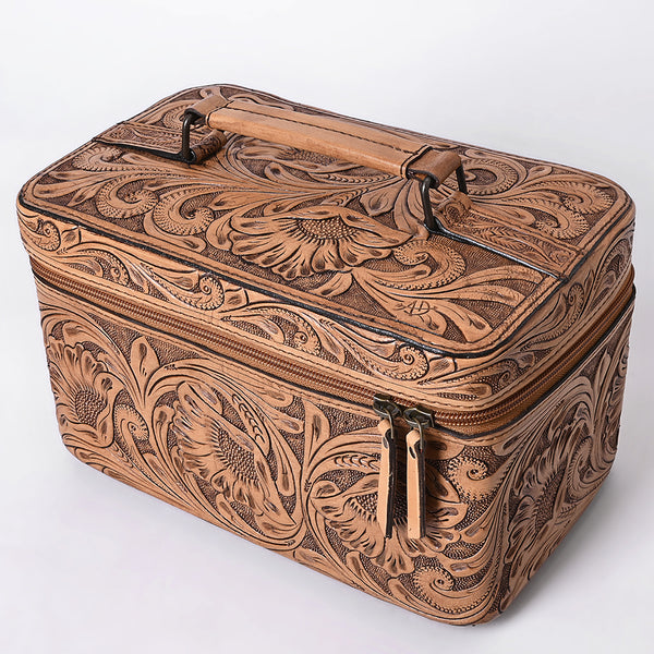 ADBG1251 American Darling Hand Tooled Leather Jewelry Case -Western Travel Bag