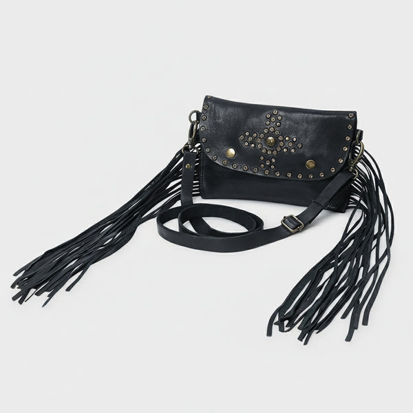 SWC147 Compact Leather Fringes Crossbody