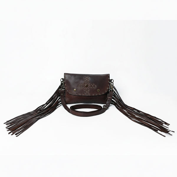 SWC147 Compact Leather Fringes Crossbody