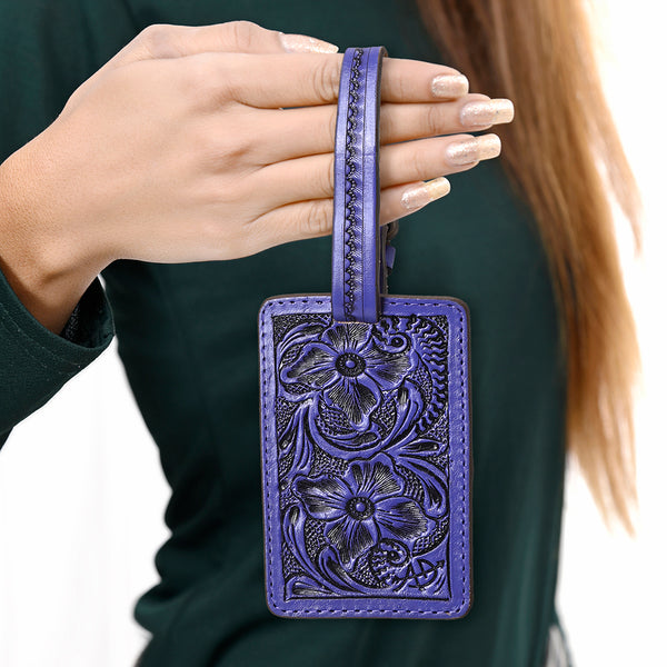 ADBG1462 American Darling Western Leather Hand-Tooled Card Holder with Strap | Genuine Leather Travel ID Tag