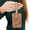 ADBG1462 American Darling Western Leather Hand-Tooled Card Holder with Strap | Genuine Leather Travel ID Tag