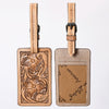 ADBG1462 American Darling Western Leather Hand-Tooled Card Holder with Strap | Genuine Leather Travel ID Tag