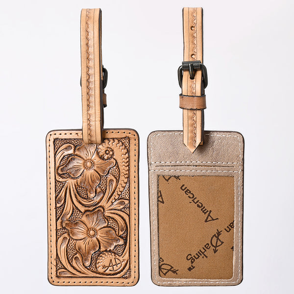ADBG1462 American Darling Western Leather Hand-Tooled Card Holder with Strap | Genuine Leather Travel ID Tag