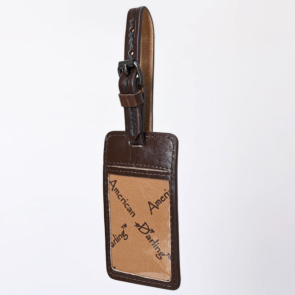 ADBG1462 American Darling Western Leather Hand-Tooled Card Holder with Strap | Genuine Leather Travel ID Tag