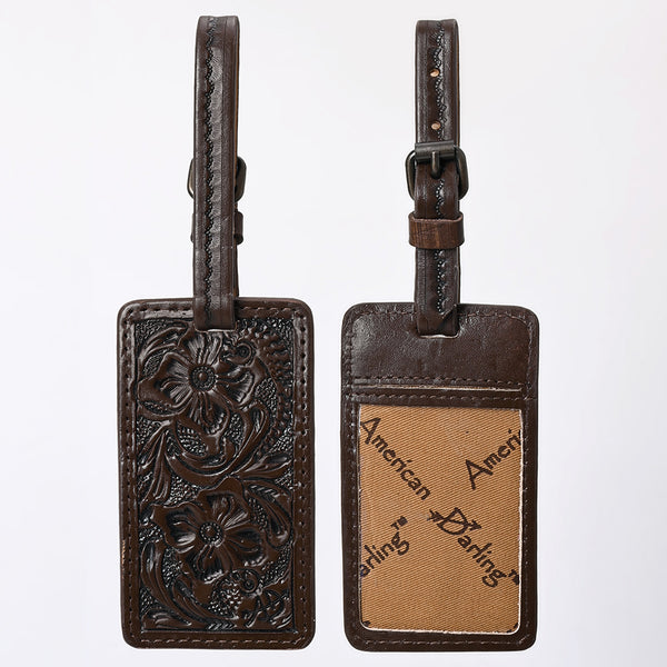 ADBG1462 American Darling Western Leather Hand-Tooled Card Holder with Strap | Genuine Leather Travel ID Tag
