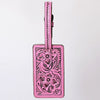 ADBG1462 American Darling Western Pink Leather Hand-Tooled Card Holder with Strap | Genuine Leather Travel ID Tag