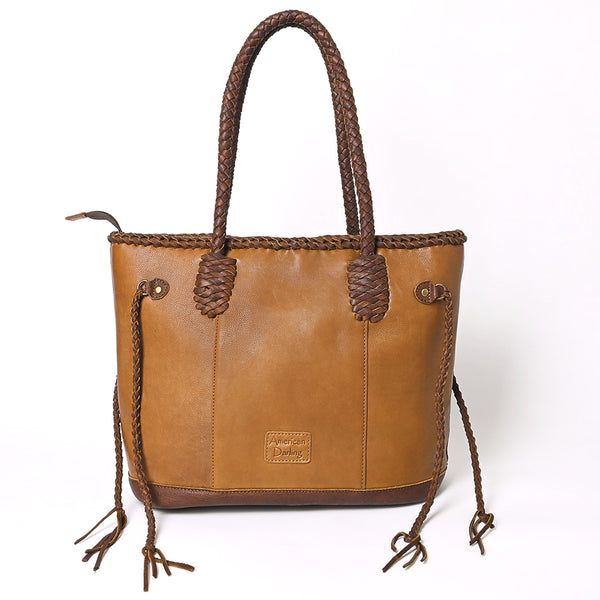 ADBGM328 Handmade Leather Crossbody Bag with Braided Edges - Western Compact Purse